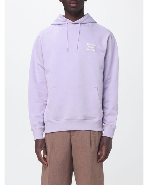 Drole de Monsieur Purple Cotton Hoodie With Slogan for men