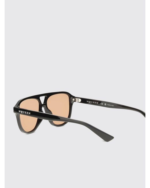 McQueen Black Square Acetate Sunglasses With Contrasting Logo