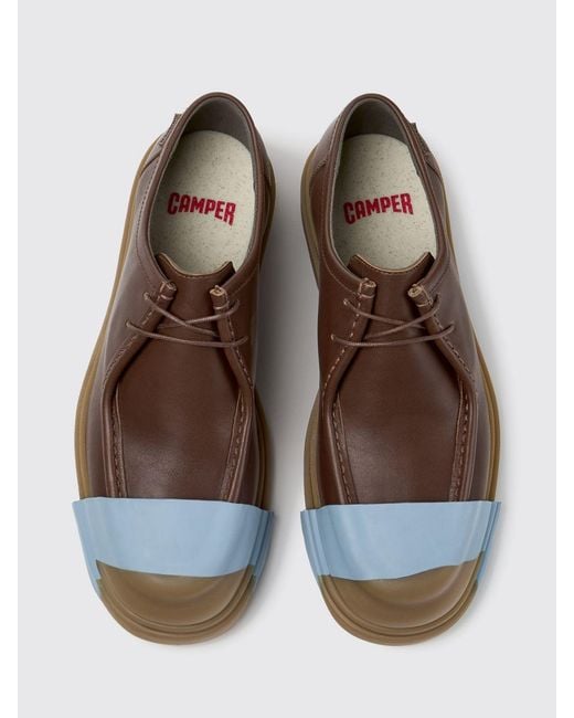 Camper Brown Junction Smooth Calfskin Derby Shoes With Rubber Toe for men