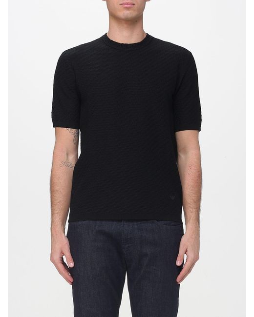 Emporio Armani Black Viscose Blend Crewneck Sweater for men