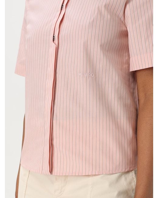 Pinko Pink Striped Cotton Shirt Casual Style