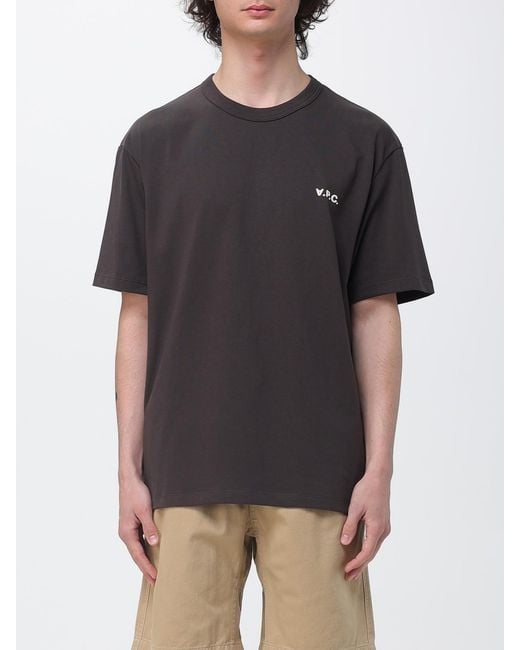 A.P.C. Black Cotton T-Shirt With Logo for men