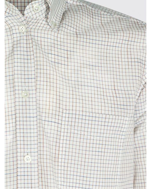 The Row Gray Slim Fit Check Cotton Shirt With French Collar And Patch Pocket