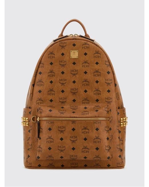 MCM Brown Coated Cotton Backpack
