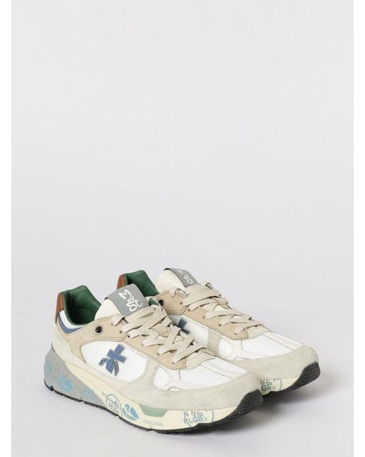 Premiata White Mase Suede And Mesh Shoes for men