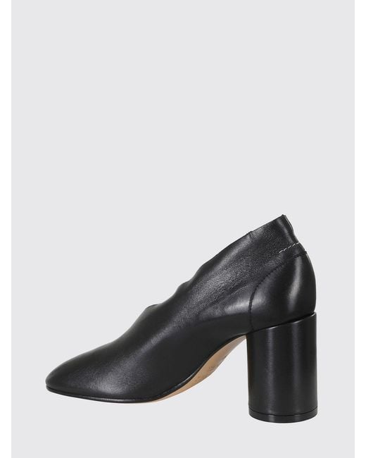 MM6 by Maison Margiela Black Anatomic Court Leather Pumps With Cylindrical Heel