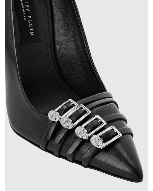 Philipp Plein Black Nappa Leather Pumps With Stiletto Heel And Skull Application