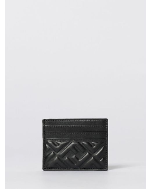Fendi White Ff Baguette Lambskin Card Holder