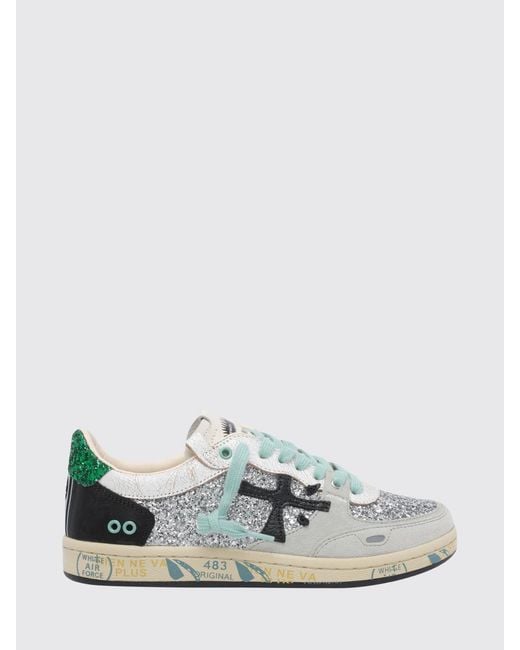 Premiata White Bskt Clad Leather Sneakers With Studs