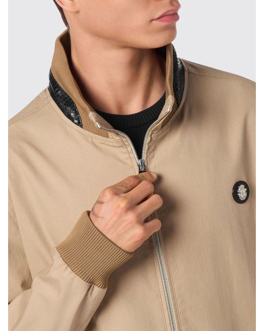 Billionaire Natural Cotton Bomber Jacket With Python Leather Inserts for men