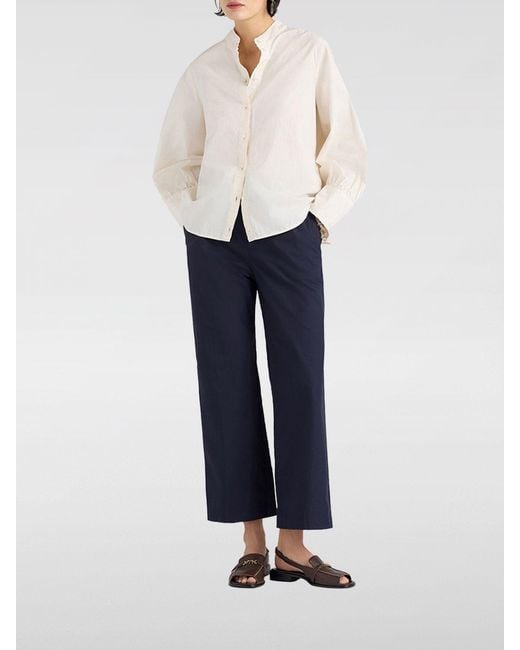 Momoní Blue Momon&Igrave Cropped Cotton Trousers With Elasticated Drawstring Waist