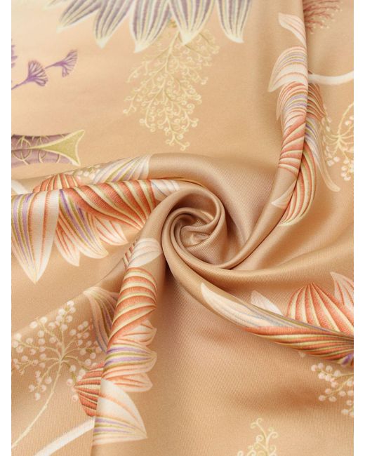 Ferragamo Pink Water Lilies Print Silk Scarf