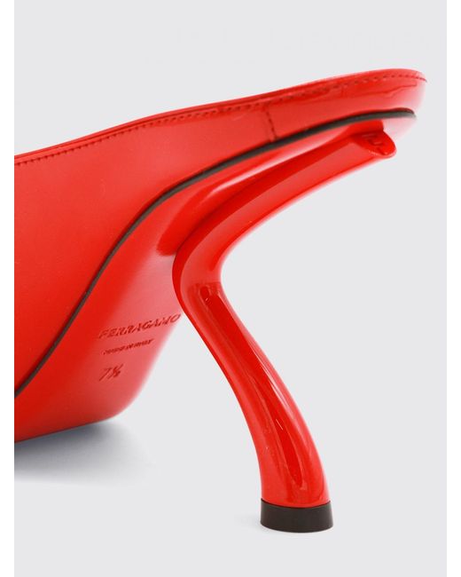 Ferragamo Red Itaca Patent Leather Mules