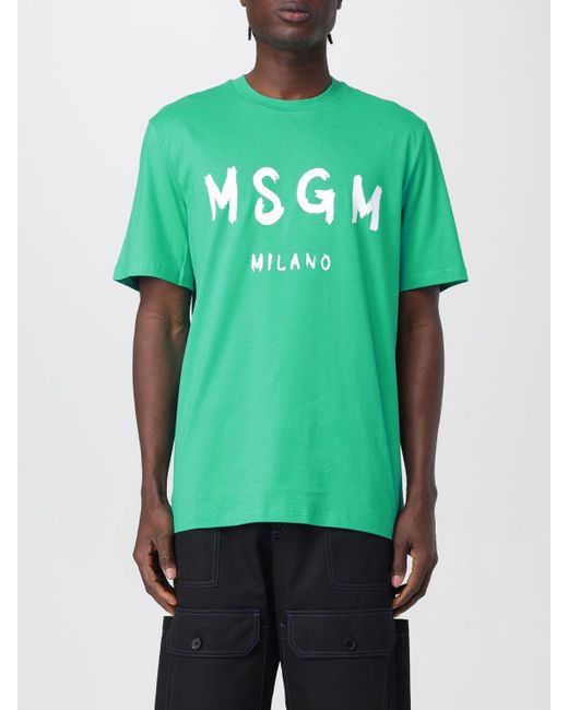 T-shirt in cotone di MSGM in Green da Uomo