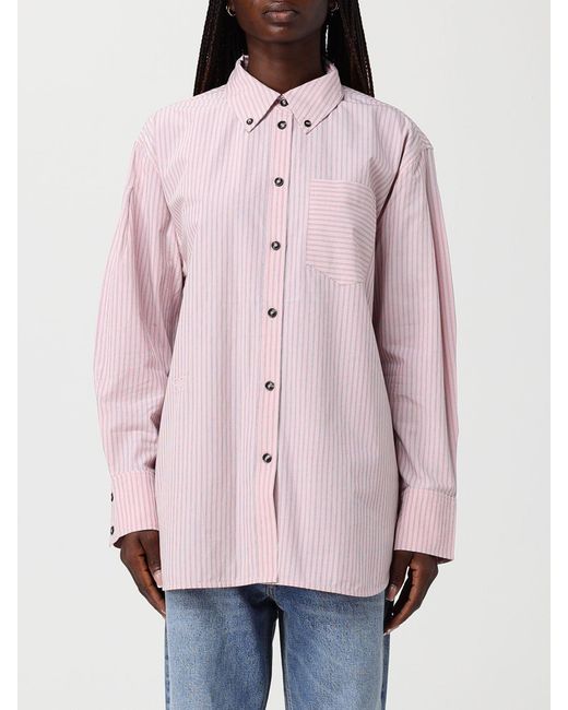 Ganni Pink Striped Cotton Casual Shirt