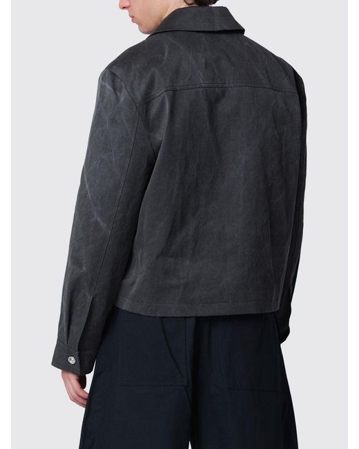 Séfr Blue Cotton Shirt Jacket With Classic Collar And Zip Closure for men