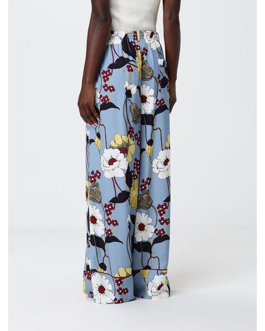 Marni Blue Floral Print Viscose Palazzo Trousers