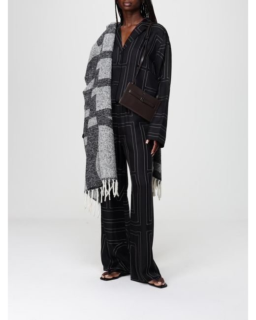Totême  Gray Alpaca Wool Scarf With Logo