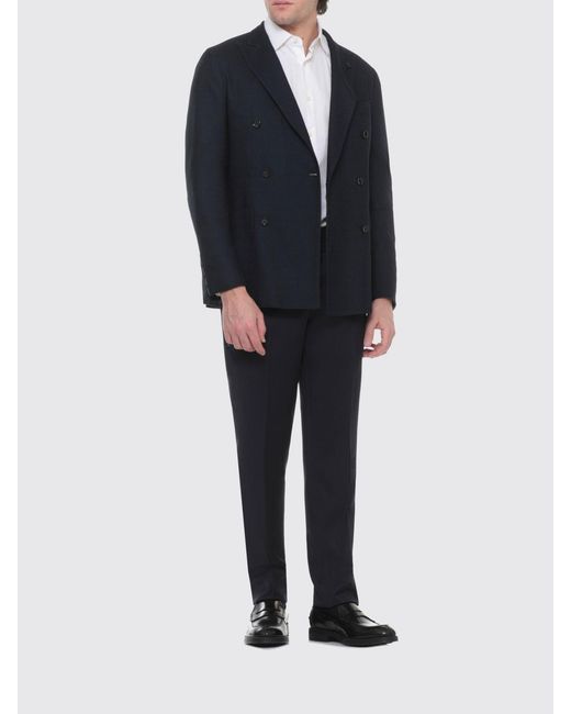Lardini Blue Double-Breasted Cotton Blazer for men