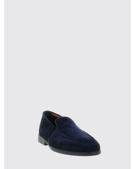 Santoni Blue Suede Malibu Loafers for men