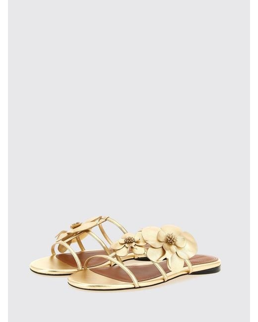 Zimmermann Natural Orchid Laminated Leather Sandal With Floral Applications