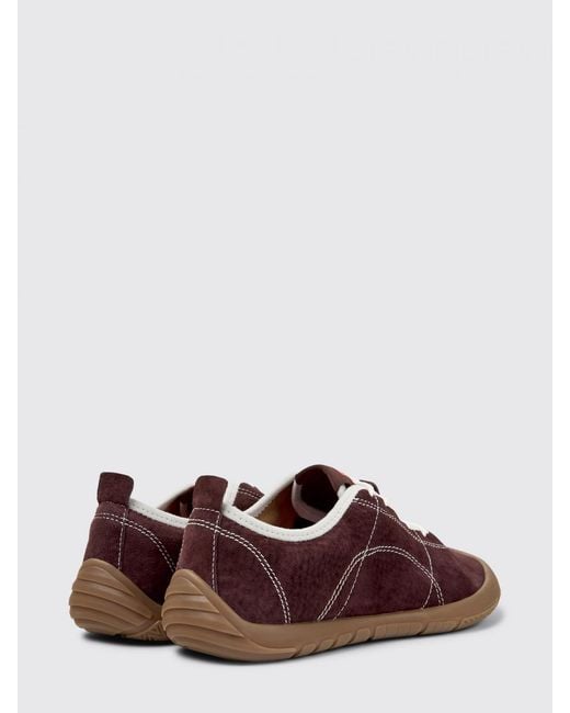 Camper Brown Peu Path Suede Sneakers With Contrast Stitching