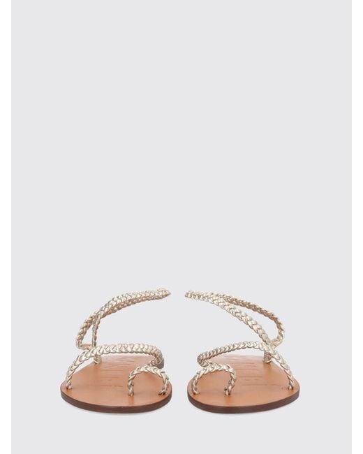 Manebí White Woven Leather Thong Sandals With Low Heel And Ankle Strap
