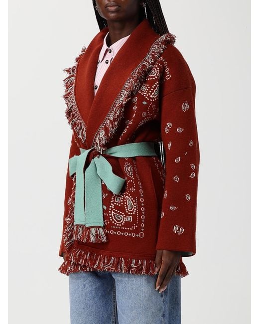Alanui Red Bandana Pattern Robe Cardigan