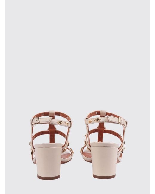 Via Roma 15 Pink Leather Sandals With Studs