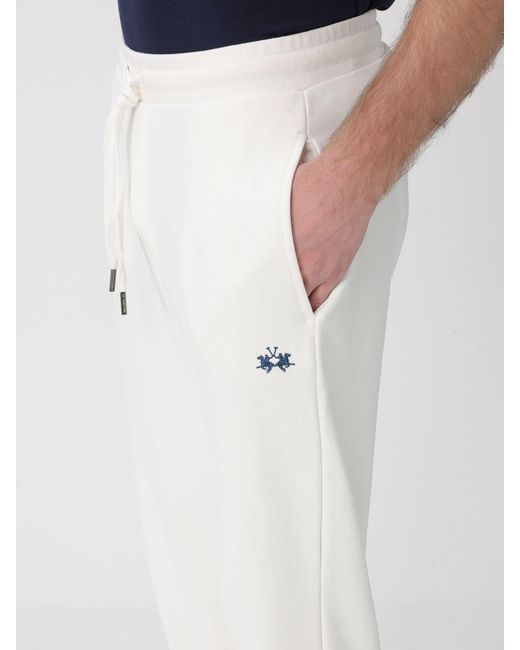 La Martina White Cotton Jogging Trousers for men