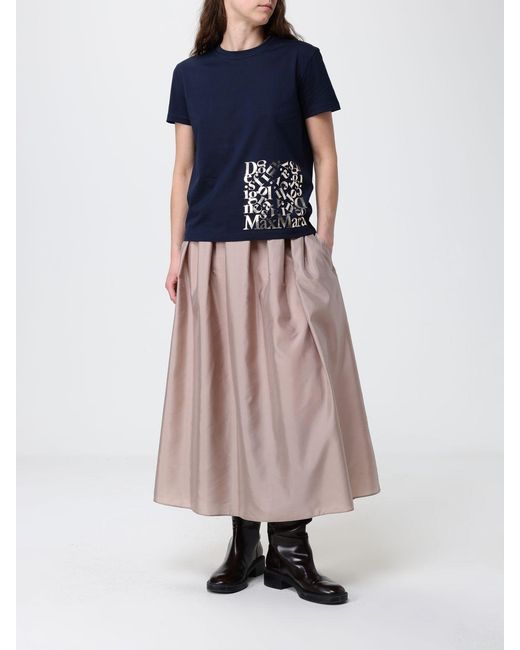 Max Mara Pink Silk Blend Satin Midi Skirt