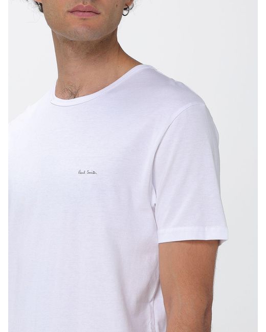 Paul Smith White Set Of 5 Organic Cotton T-Shirts With Contrast Logo for men