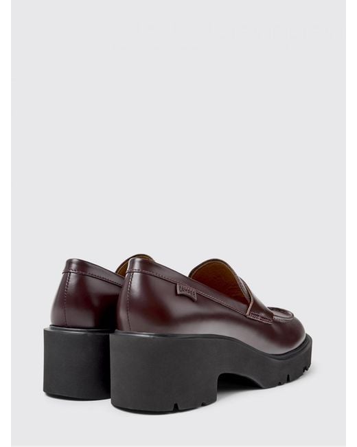 Camper Red Milah Brushed Leather Loafers