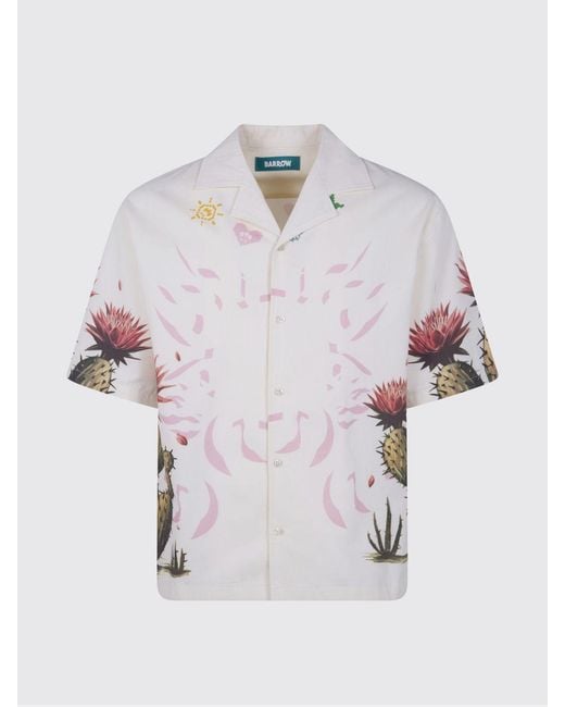 Barrow White Printed Cotton Casual Shirt for men