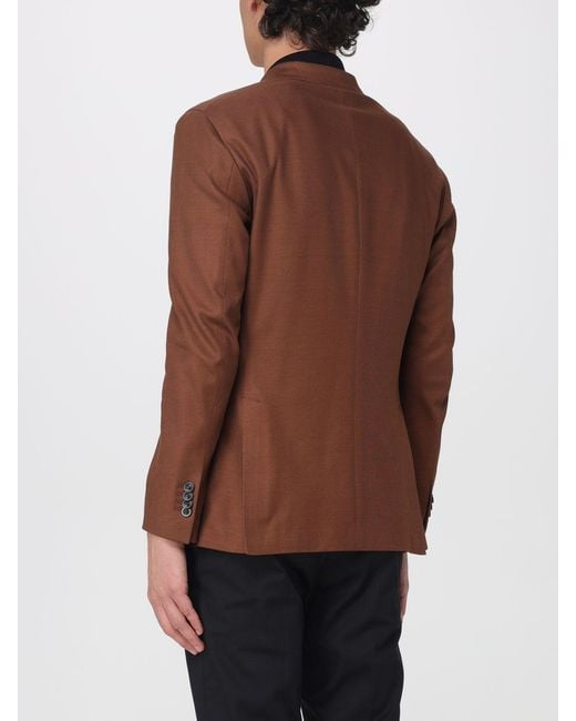 Boglioli Brown Cotton Blend Double-Breasted Blazer for men