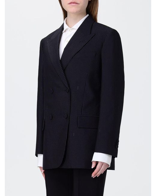 Fendi Blue Pinstripe Wool Blend Double-Breasted Blazer