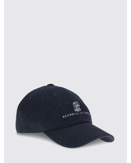 Brunello Cucinelli Blue Linen Blend Baseball Cap for men