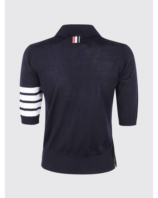 Thom Browne Blue 4-Bar Virgin Wool Knit Polo