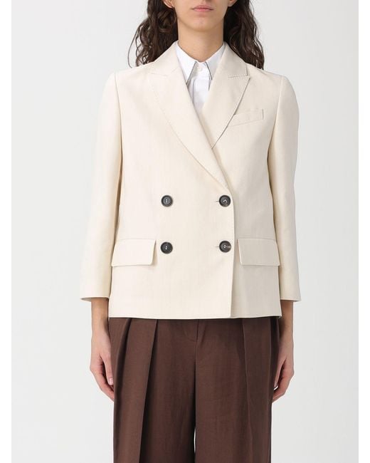 Brunello Cucinelli Natural Double-Breasted Blazer