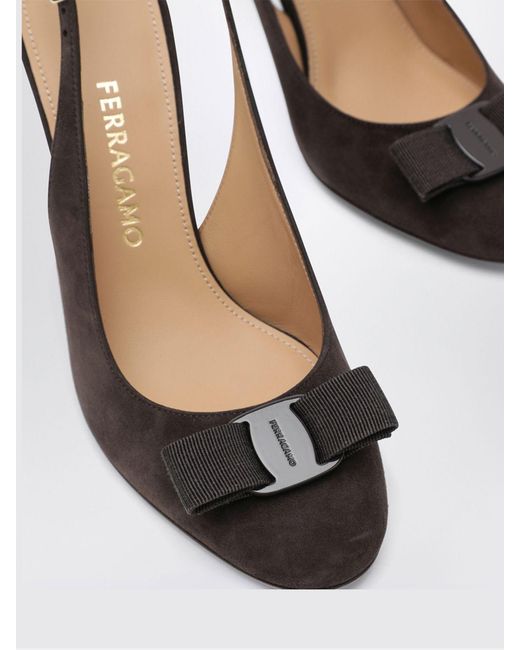 Ferragamo Multicolor Suede Slingback Pumps With Vara Bow
