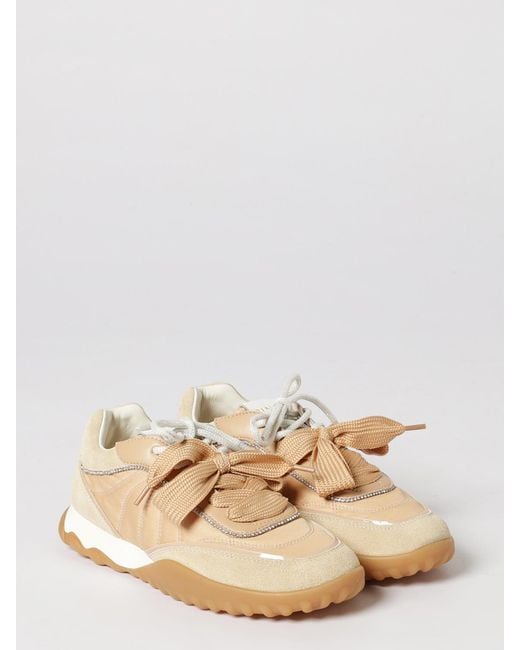 Pinko Natural Gea Suede And Nylon Sneakers