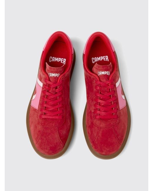 Camper Red Pelotas Soller Suede Sneakers