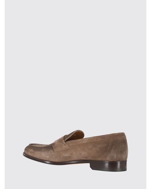 Doucal's Brown Penny Aged Suede Loafers for men
