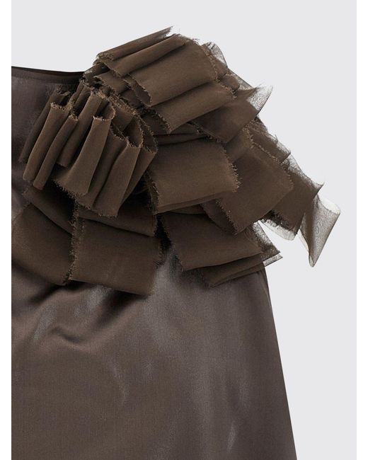 Magda Butrym Brown Silk Top With Bow