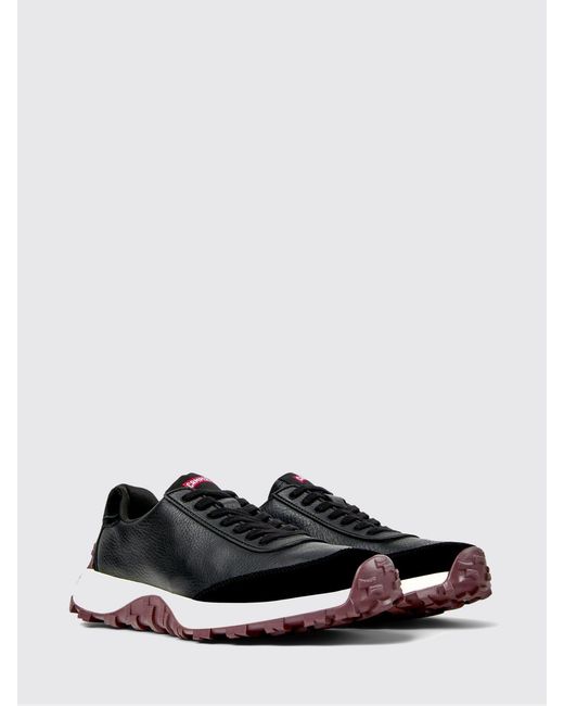 Camper Black Drift Trail Grained Leather And Suede Sneakers for men