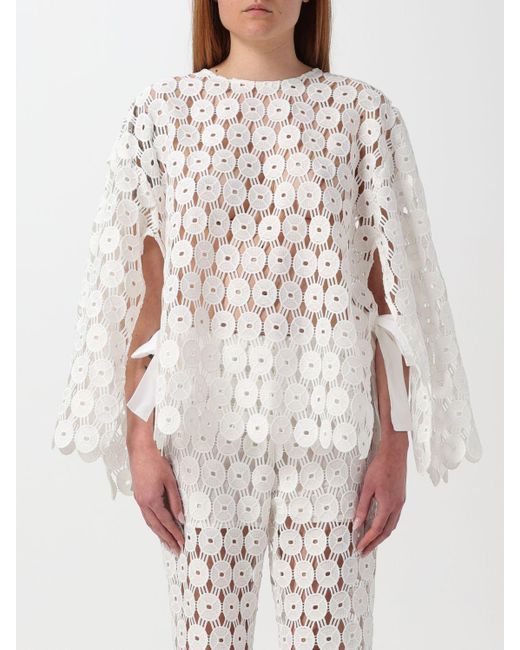 Blusa in macramè di Erika Cavallini Semi Couture in White