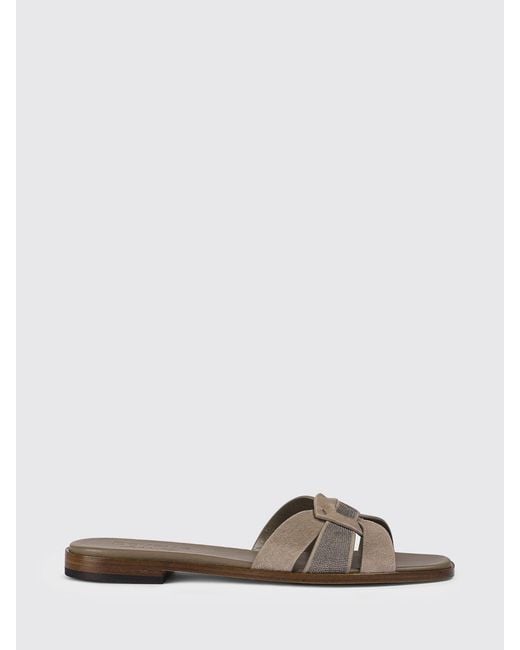 Doucal's Gray Suede Mules With Ornament