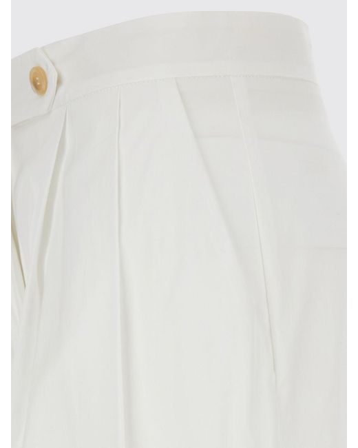 Semicouture White Cotton Poplin Trousers