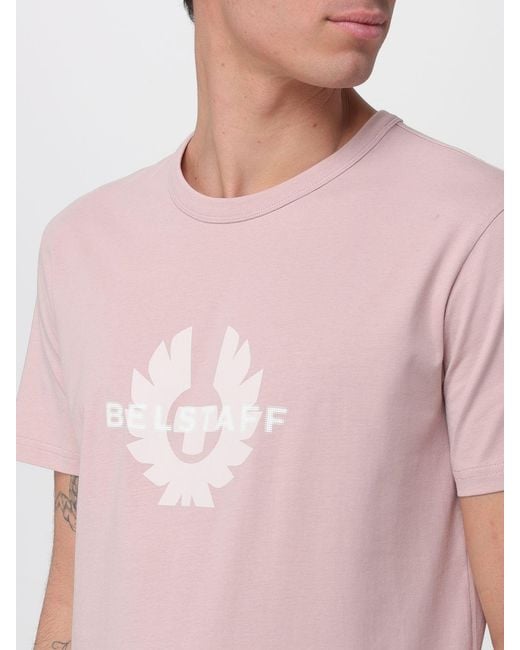 Belstaff Pink Surface Crew Neck T-Shirt With Logo for men