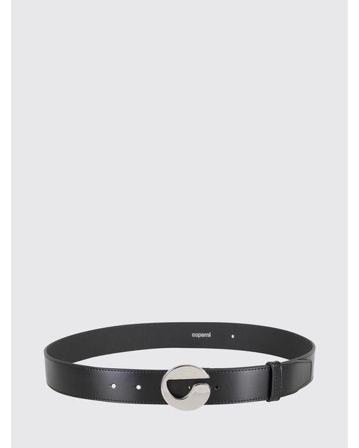 Coperni White Leather Belt With Adjustable Metal Monogram Buckle